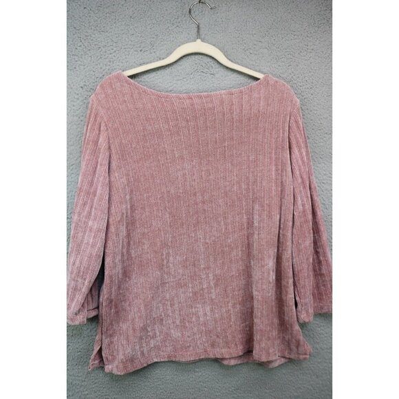 Carolyn Taylor 3/4 Sleeve Ribbed Pink Sweater-Size XL-Soft & Cozy - Picture 8 of 10